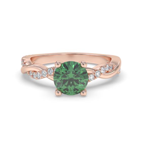 Round Emerald and Diamond Ring