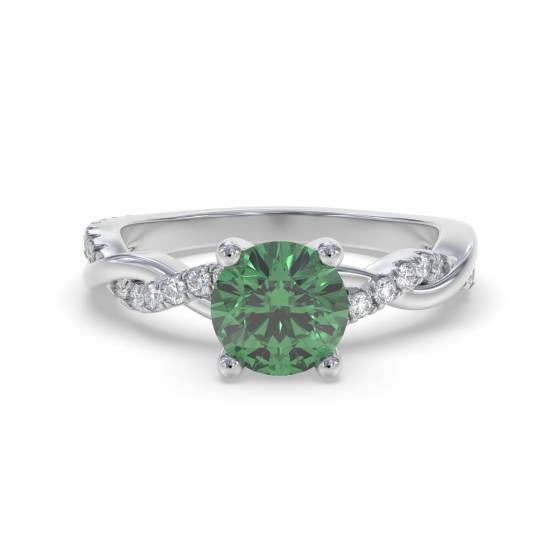 Round Emerald and Diamond Ring