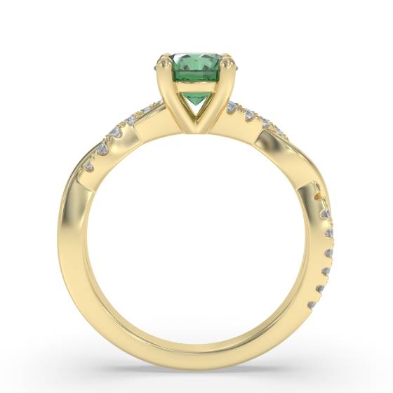 Round Emerald and Diamond Ring
