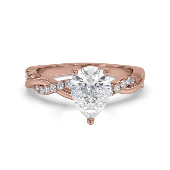 Infinity Twist Pear Diamond Engagement Ring