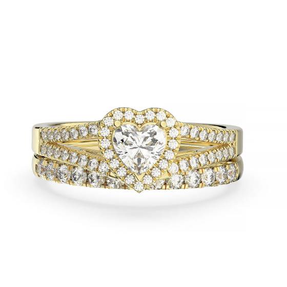 Heart  Diamond Halo Bridal Set