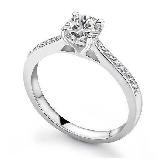 1.45ct SI2/F Natural Round Diamond Shoulder Set Ring in Platinum