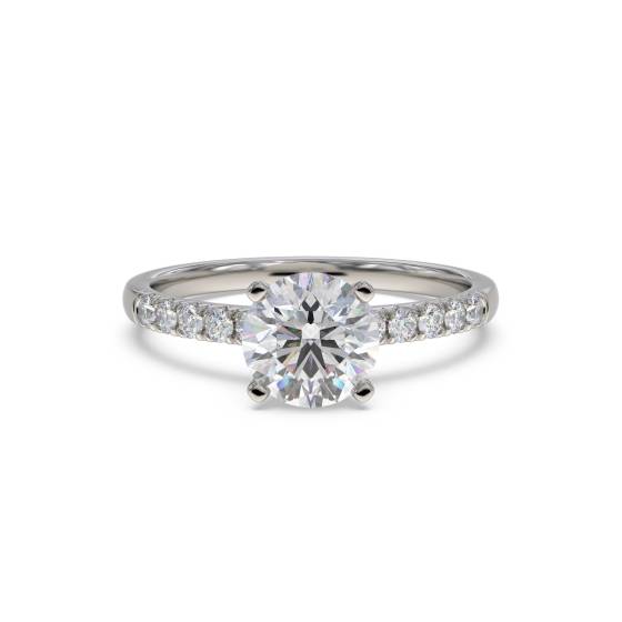 0.90ct SI2/G Natural Round Diamond Shoulder Set Ring in Platinum