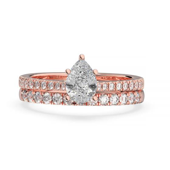 Pear Diamond Shoulder Set Bridal Set