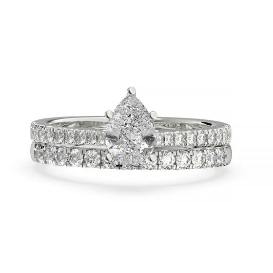 Pear Diamond Shoulder Set Bridal Set