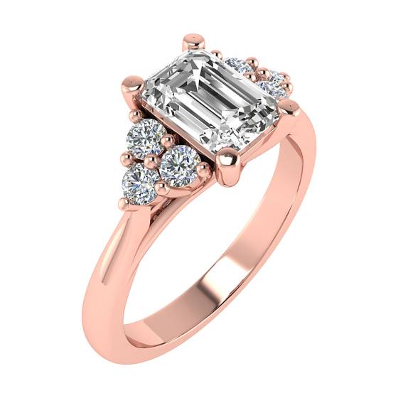 Emerald Diamond Shoulder Set Ring