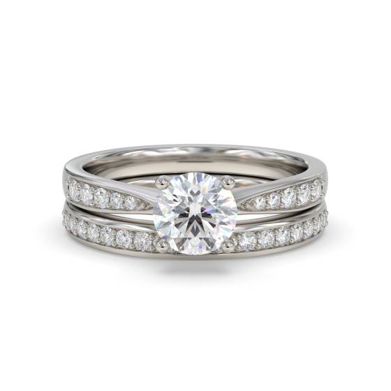 Round Diamond Shoulder Set Bridal Set