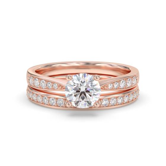 Round Diamond Shoulder Set Bridal Set