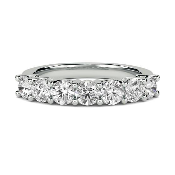 0.56ct VVS/E-F 7 Stone Natural Round Diamond Half Eternity Ring in 18k White Gold