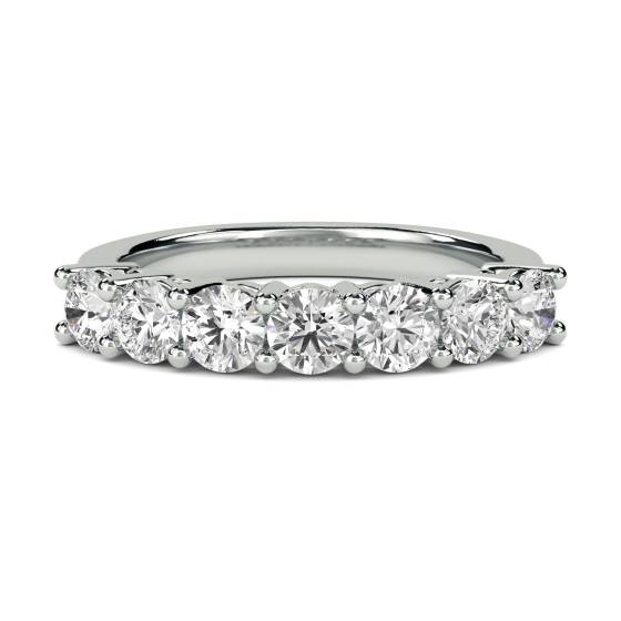 1.11ct VS/F-G Natural Round Diamond 7 Stone Ring in 18k White Gold