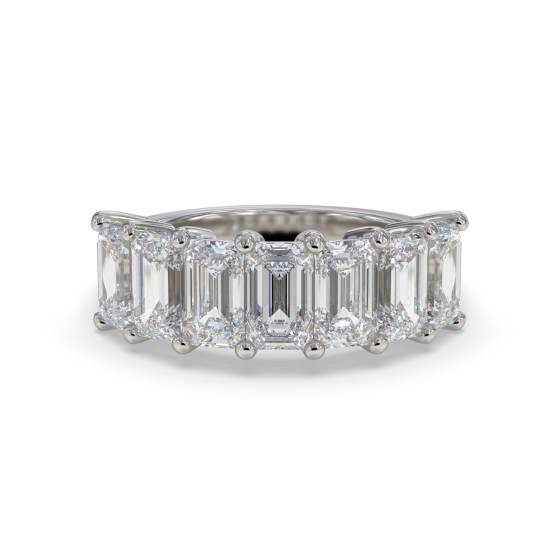 DHRZ0087 7 Stone Emerald Diamond Half Eternity Ring
