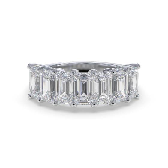 DHRZ0087 7 Stone Emerald Diamond Half Eternity Ring