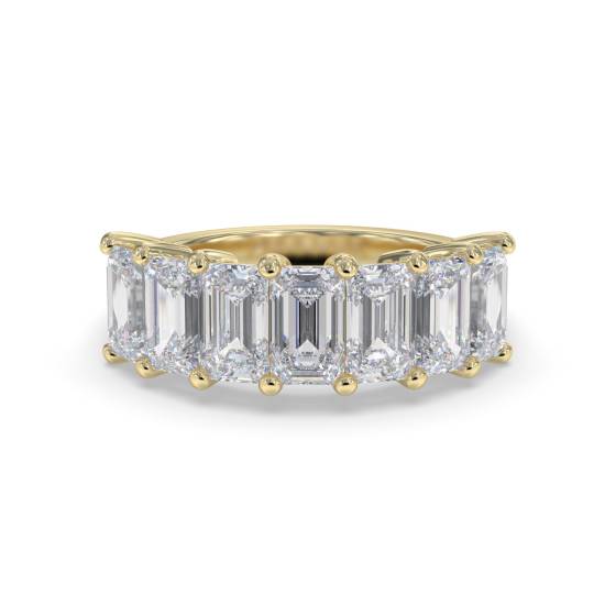 DHRZ0087 7 Stone Emerald Diamond Half Eternity Ring