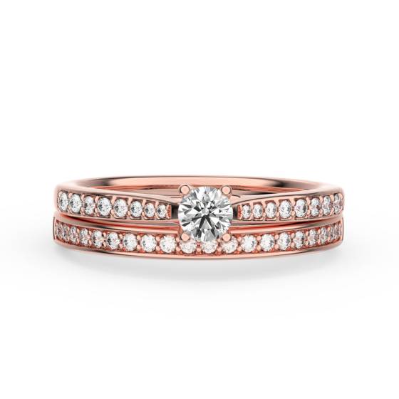 Round Diamond Shoulder Set Bridal Set
