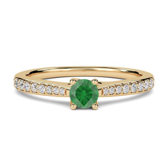 Round Emerald and Diamond Ring