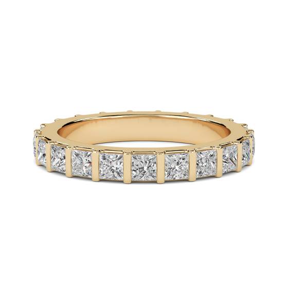 1.00ct VS/E-F Unique Natural Princess Diamond Eternity Ring in 18k Yellow Gold
