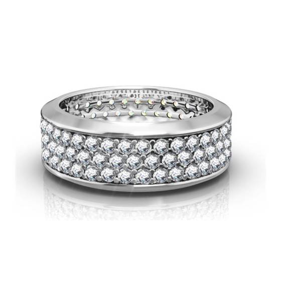 2.00ct VVS/E-F Three Row Round Lab Grown Full Eternity Ring