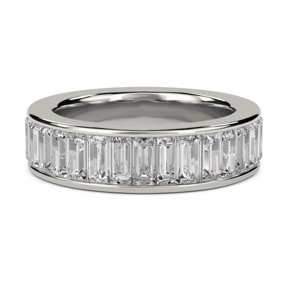 1.50ct VS/F-G Elegant Natural Baguette Diamond Full Eternity Ring in Platinum