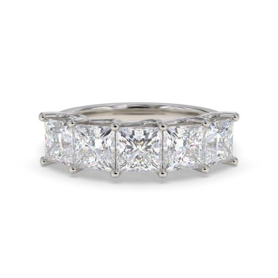 DHRZ0207 5 Stone Princess Diamond Half Eternity Ring
