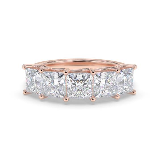 DHRZ0207 5 Stone Princess Diamond Half Eternity Ring