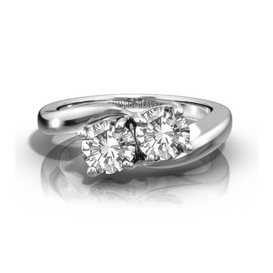 1.60ct VS2/H Two Stone Natural Round Diamond Ring in Platinum
