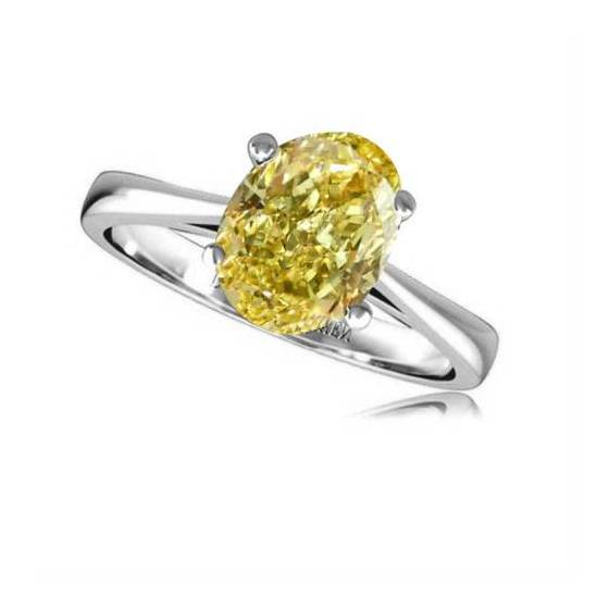 0.50ct VVS2/FY Oval Cut Yellow Diamond Solitaire Ring in Palladium