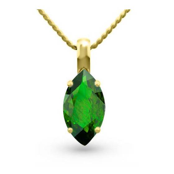 0.73ct Marquise Shaped Emerald Gemstone Pendant in 18k Yellow Gold