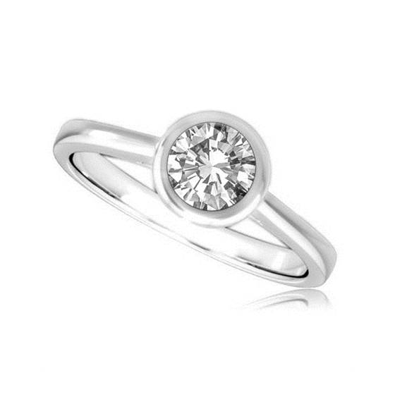0.70ct SI2/H Natural Round Diamond Solitaire Ring in 18k White Gold