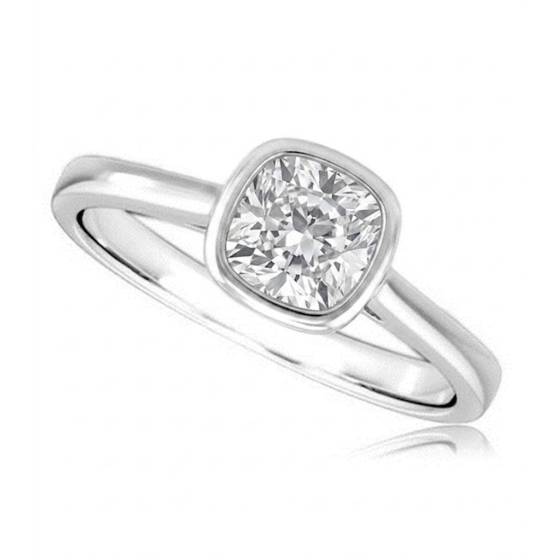 0.80ct SI1/H Natural Cushion Cut Diamond Solitaire Ring in Platinum