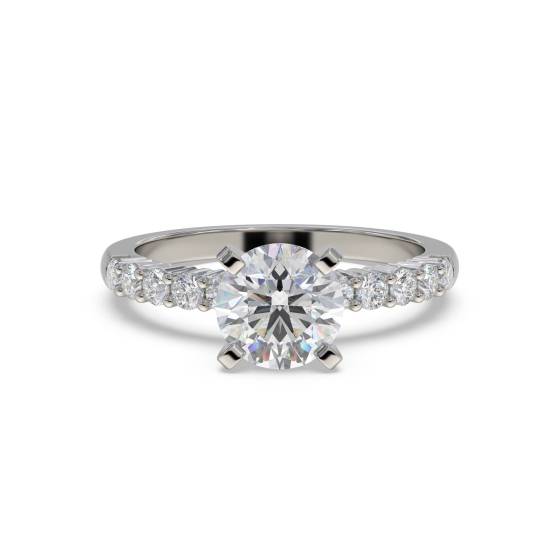 1.15ct VS1/F Natural Round Diamond Shoulder Set Ring in Palladium
