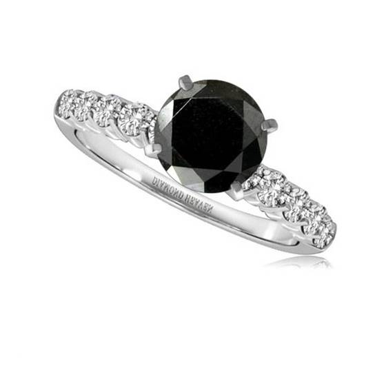 Round Black Diamond Shoulder Set Ring