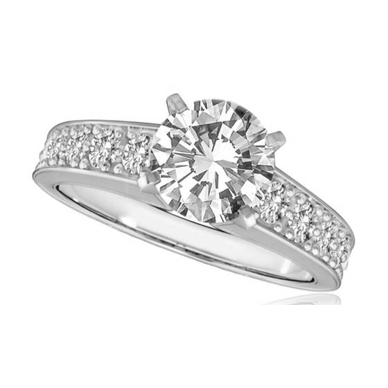 0.50ct SI1/F Natural Round Diamond Shoulder Set Ring in 18k White Gold