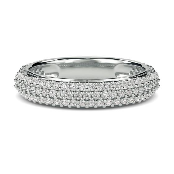 0.50ct VS/F-G Natural Round Diamond Three Row Eternity Ring in 18k White Gold