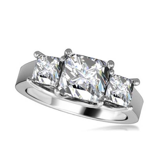 0.50ct SI2/G Classic Natural Princess Diamond Trilogy Ring in Platinum