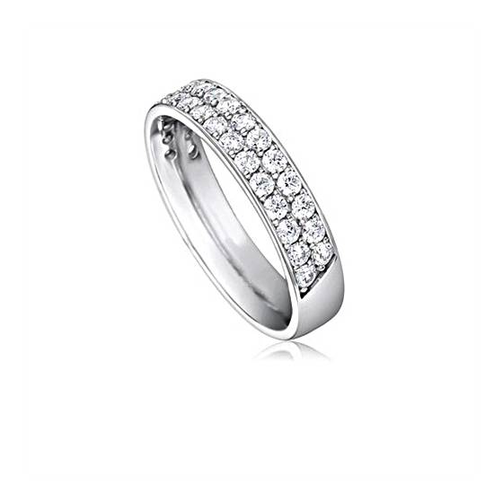 0.75ct VS/F-G Natural Round Diamond Half Eternity Ring in 18k White Gold