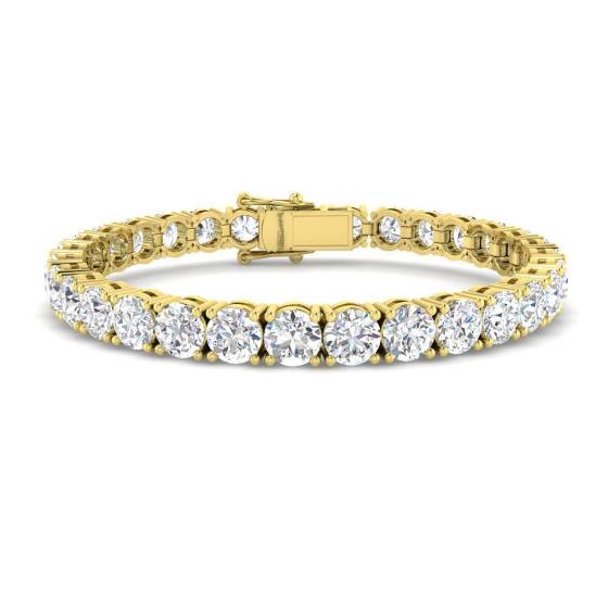 21.15ct VVS/E-F Lab Grown Round Cut Diamond Tennis Bracelet in 9k Yellow Gold
