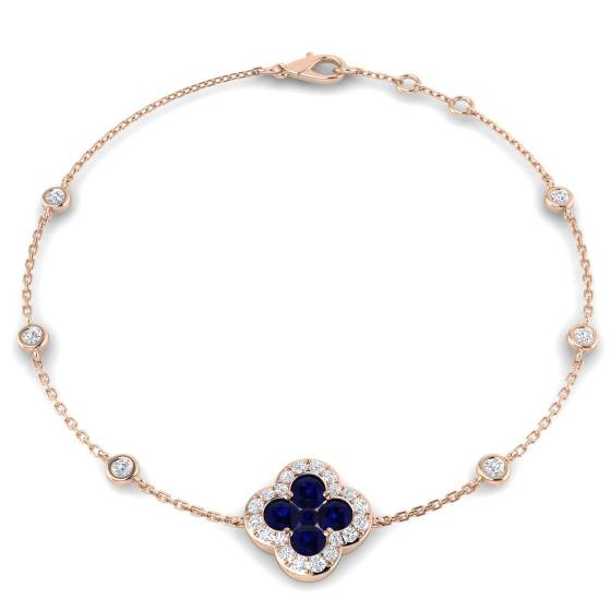 Round Cut Blue Sapphire Gemstone Bracelet