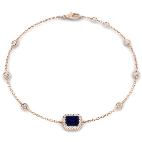 Round Cut Blue Sapphire Gemstone Bracelet