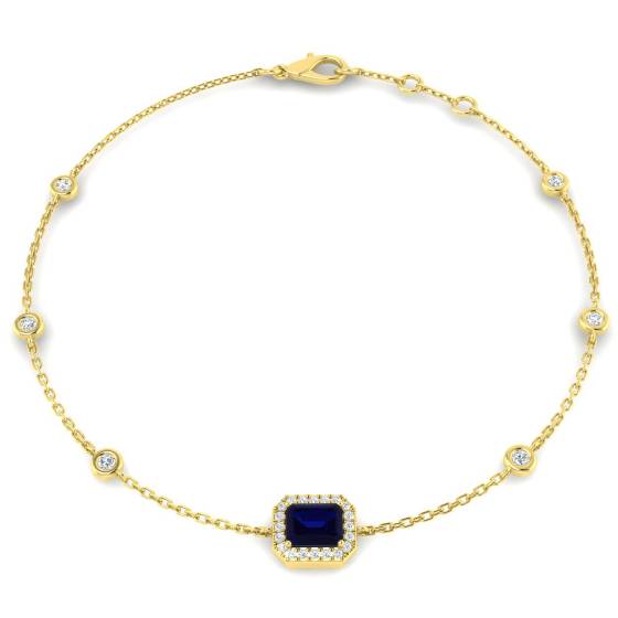 Round Cut Blue Sapphire Gemstone Bracelet