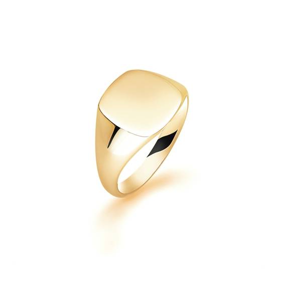 Cushion Shaped Signet Ring in 9k Yellow Gold