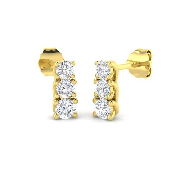 0.60ct VS/E-F Round cut Natural Diamond Drop Earrings in 18k Yellow Gold