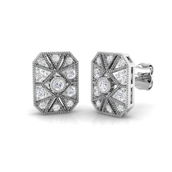 0.29ct VS/F-G Round cut Natural Diamond Cluster Earrings in 18k White Gold