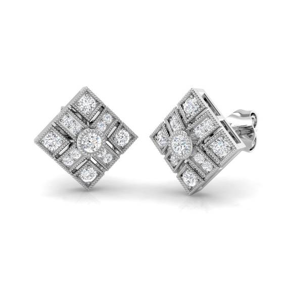 0.32ct VS/F-G Round cut Natural Diamond Cluster Earrings in 18k White Gold