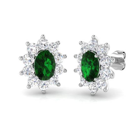2.65ct VS/F-G Emerald cut Gemstone Earrings in 18k White Gold