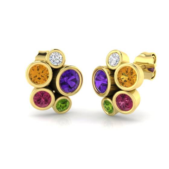 Round Cut Multi Stone Diamond Earrings