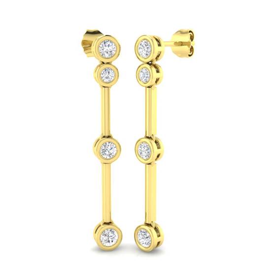 Round Diamond Drop Earrings