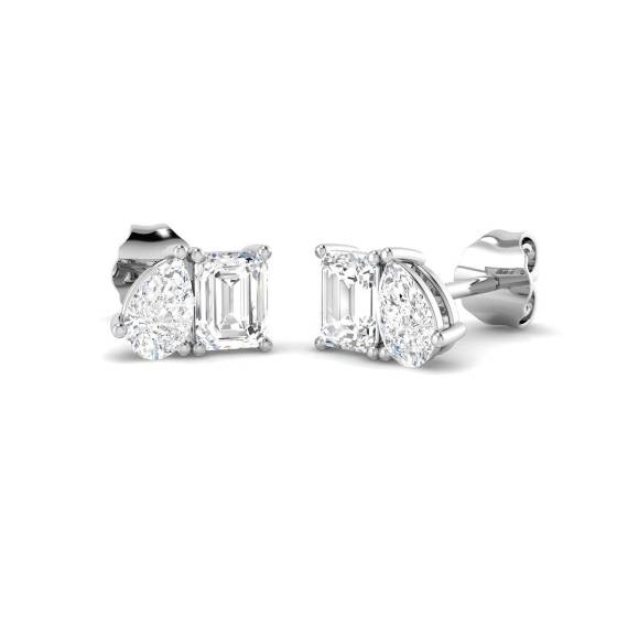 0.98ct VS/E-F Emerald Cut Labgrown Diamond Stud Earrings