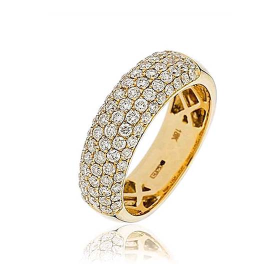 1.00ct VS/F-G Elegant Natural Round Diamond Multi Row Dress Ring in 18k Yellow Gold
