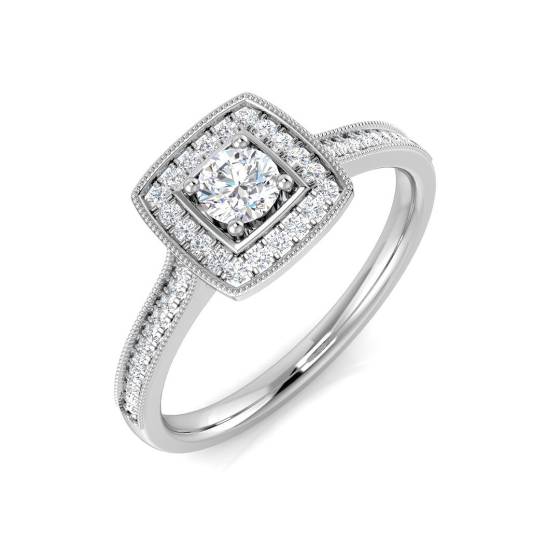 0.19ct VS/E-F Princess cut Natural Diamond Cluster Ring in 18k White Gold