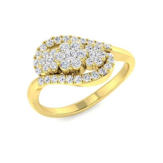 0.47ct VS/E-F Round cut Natural Diamond Dress Ring in 18k Yellow Gold